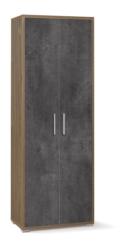 Armadio 2 Ante 71x199x41 cm Noce Stelvio/Ossido Nero