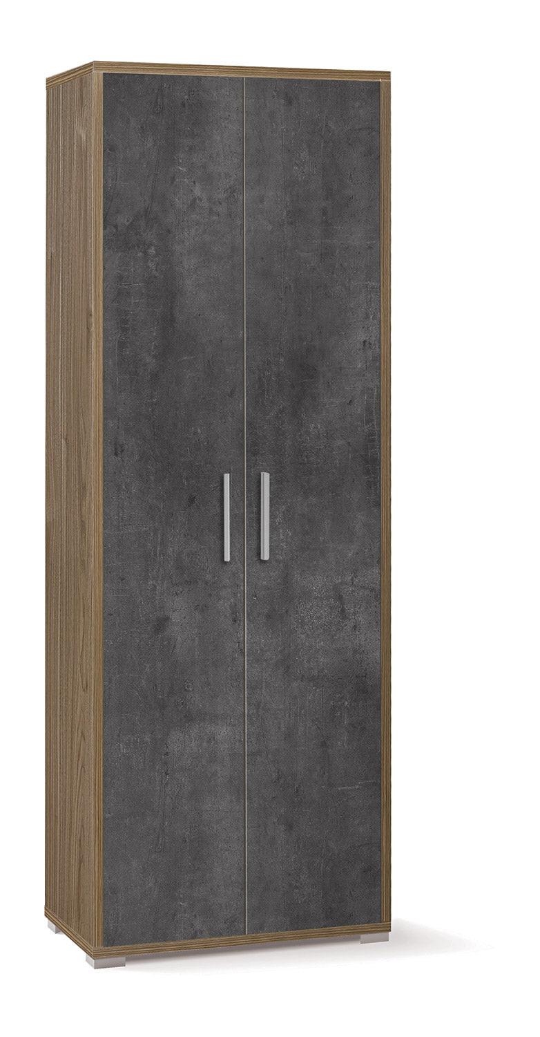 Armadio 2 Ante 71x199x41 cm Noce Stelvio/Ossido Nero