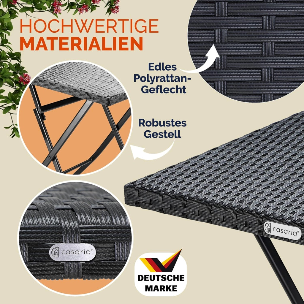 Tavolo Pieghevole in Polyrattan 65x65cm Salvaspazio Max Carico 60kg Giardino Esterno Terrazza Balcone Campeggio