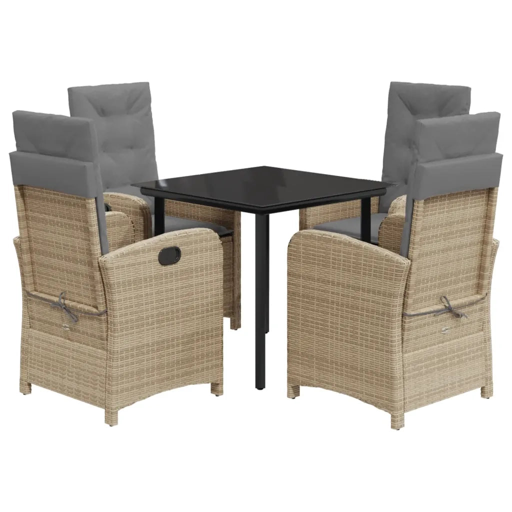 Set Pranzo da Giardino 5 pz con Cuscini Beige Misto Polyrattan 3212401