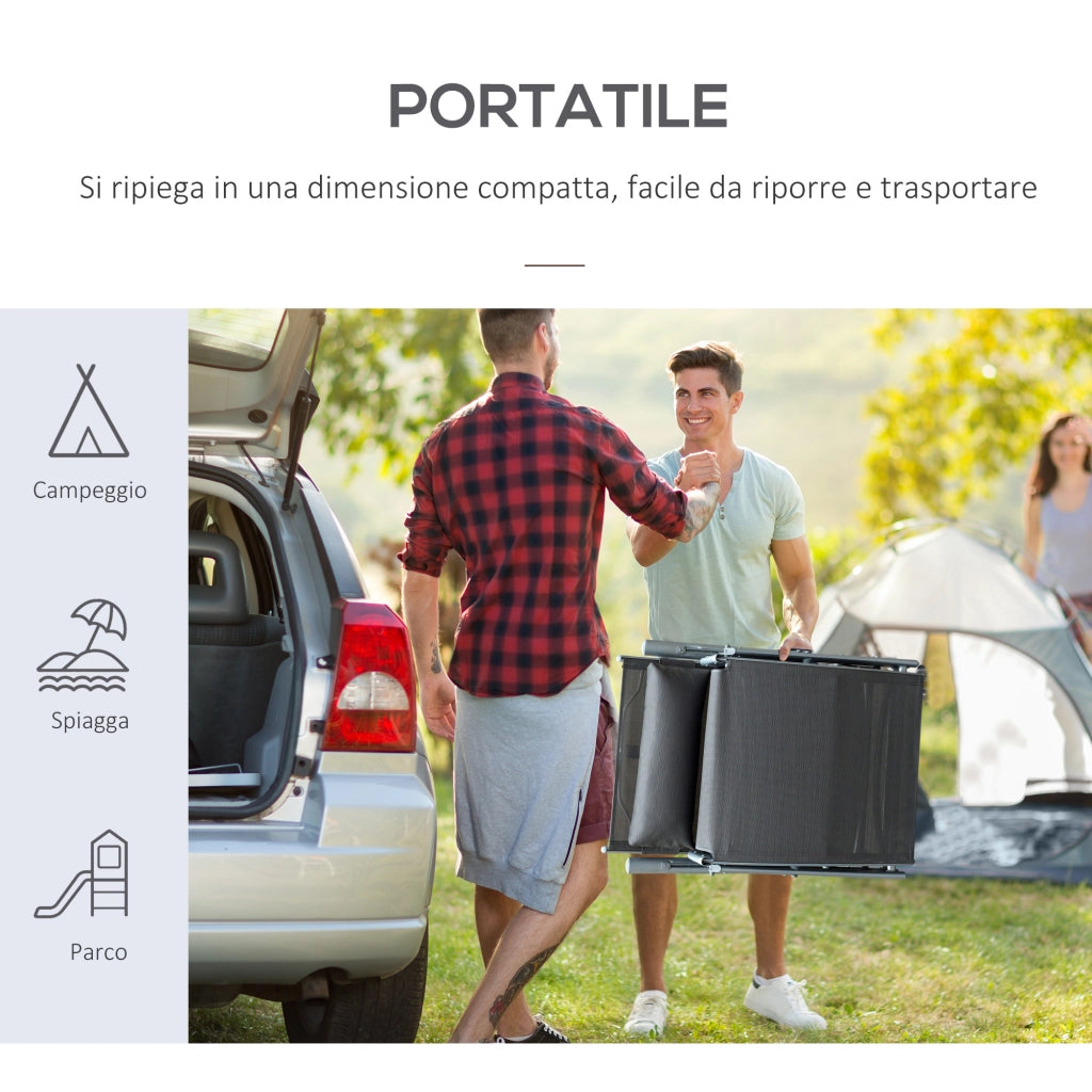 Sedia a Sdraio Pieghevole con Cuscino ¨C Zephmum ¨C Grigio 137x63.5x100.5cm