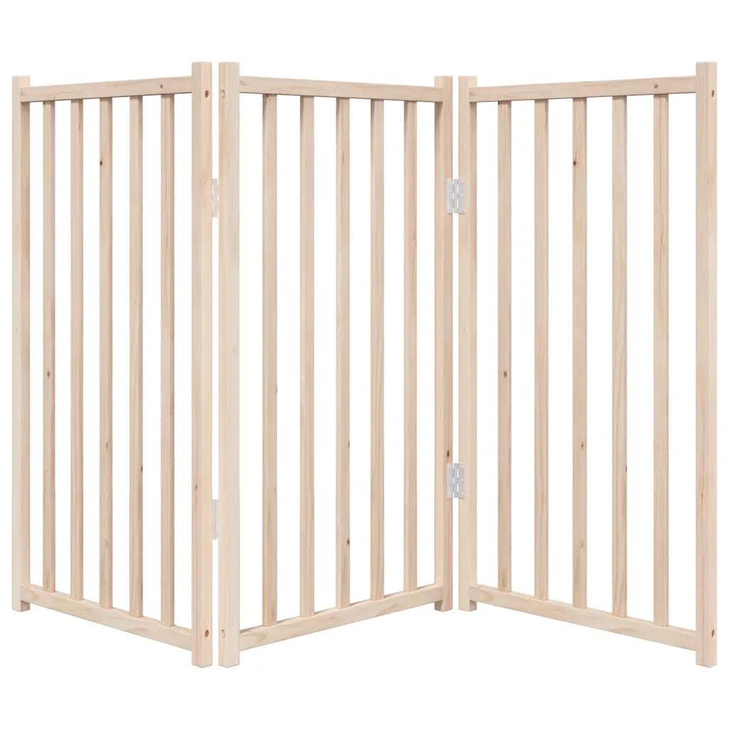 Cancelletto per cani pieghevole a 3 pannelli 150 cm in legno massello di abete 352270