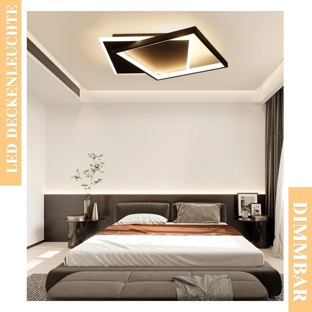 ZMH Lampada da soffitto plafoniera LED 44W nera dimmerabile telecomando moderna per soggiorno camera ufficio