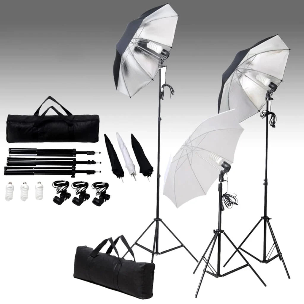 Kit professionale per studio fotografico con set di illuminazione e fondale verde 02_0001446