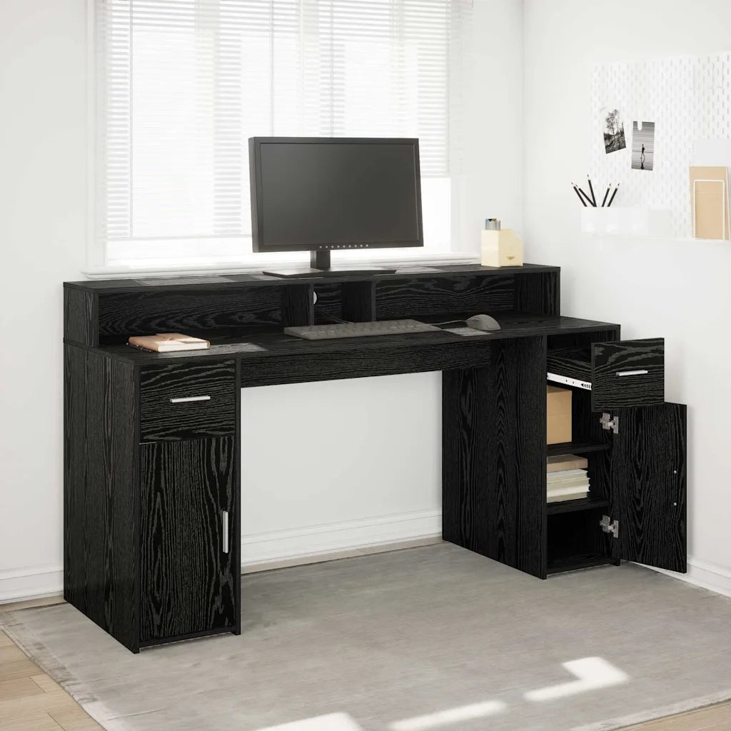 Scrivania | Tavolo da Ufficio Rovere nero 160 x 55 x 91 cm Legno multistrato
