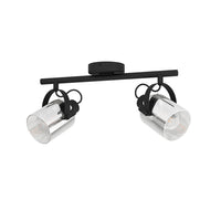 Plafoniera Moderna Berregas 2 Luci Acciaio Nero E Cromo