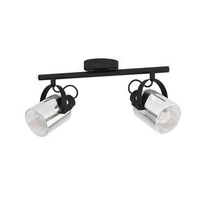 Plafoniera Moderna Berregas 2 Luci Acciaio Nero E Cromo