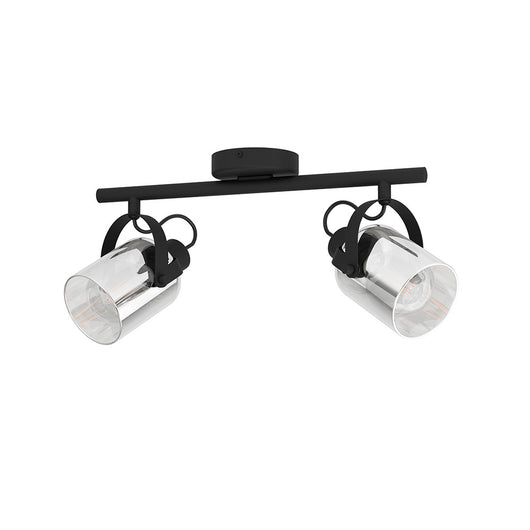 Plafoniera Moderna Berregas 2 Luci Acciaio Nero E Cromo