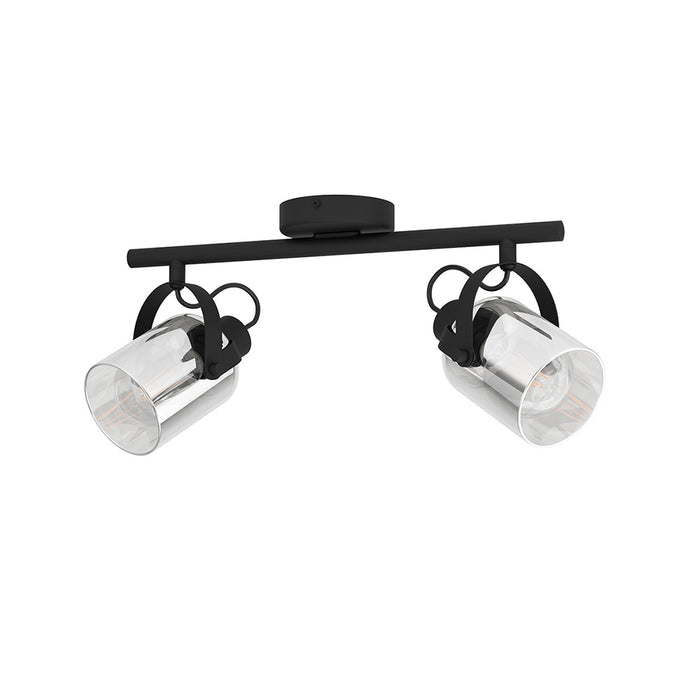 Plafoniera Moderna Berregas 2 Luci Acciaio Nero E Cromo