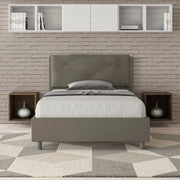 Letto imbottito Piazza e mezzo 120x190 cm Large - Similpelle,Cappuccino,Con rete