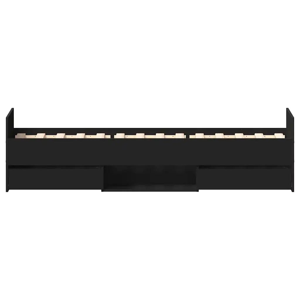 Giroletto con Testiera e Pediera-Struttura Letto Nero 90x190 cm
