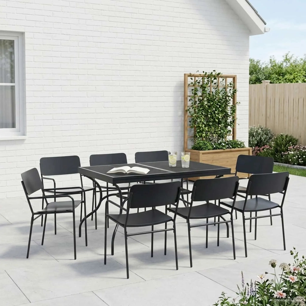 Set da Pranzo per Giardino 9 pcs Antracite Acciaio 3429145