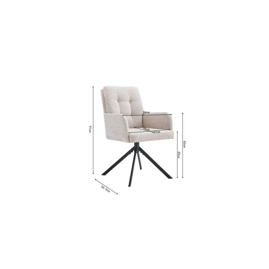Sedia girevole PLUMO - Tessuto beige - L50 x H85 x P62 cm