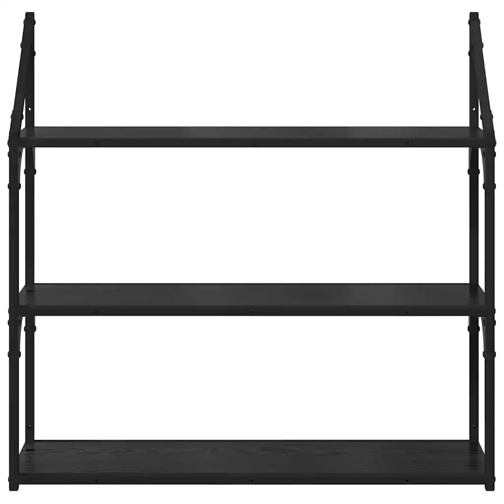 Scaffale da parete Rovere Nero 80 x 21 x 78,5 cm