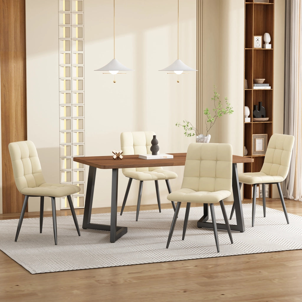 Tavolo da pranzo in MDF con struttura in metallo, effetto legno, per cucina e soggiorno, nero noce, 117 × 68 × 75 cm