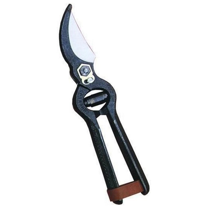 DUE BUOI CM 18 125S Forbice da Potatura Acciaio Forgiato a Caldo Chiusura in Cuoio colore Nero metallizzato