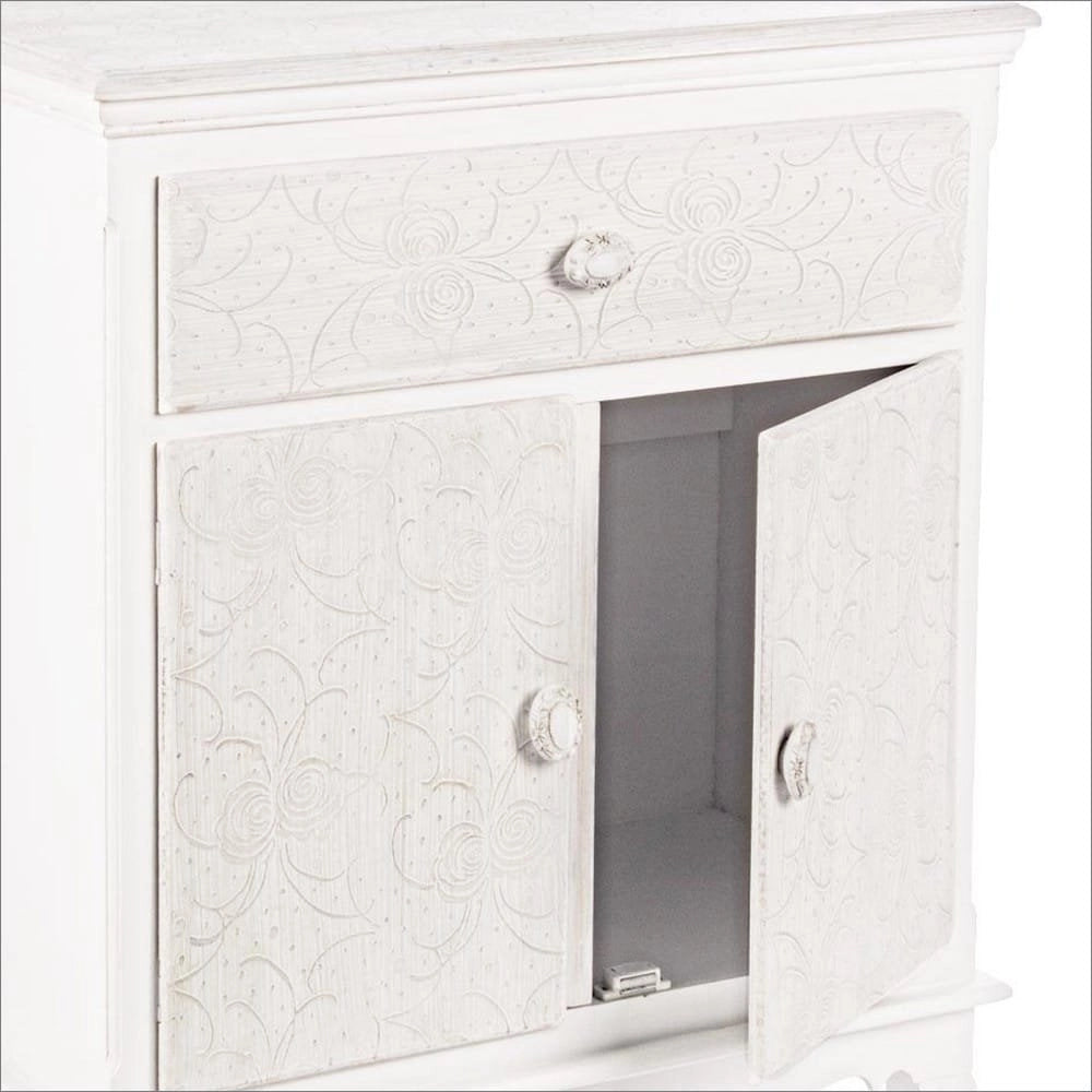 Mobiletto 2 Ante 1 Cassetto MDF Bianco Classico da Interno - ALBINE