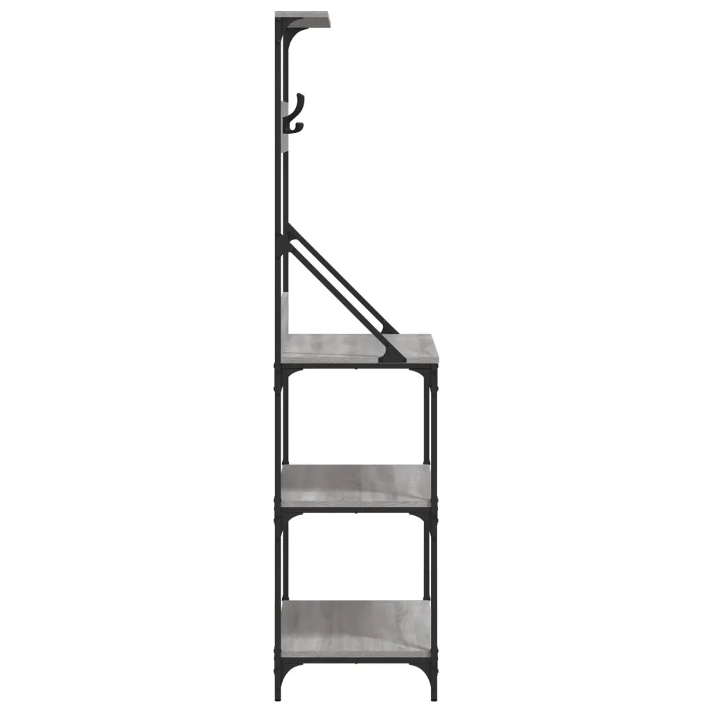 Mensola da cucina-Scaffale Cucina Ganci 4 Ripiani Grigio Sonoma Legno Multistrato
