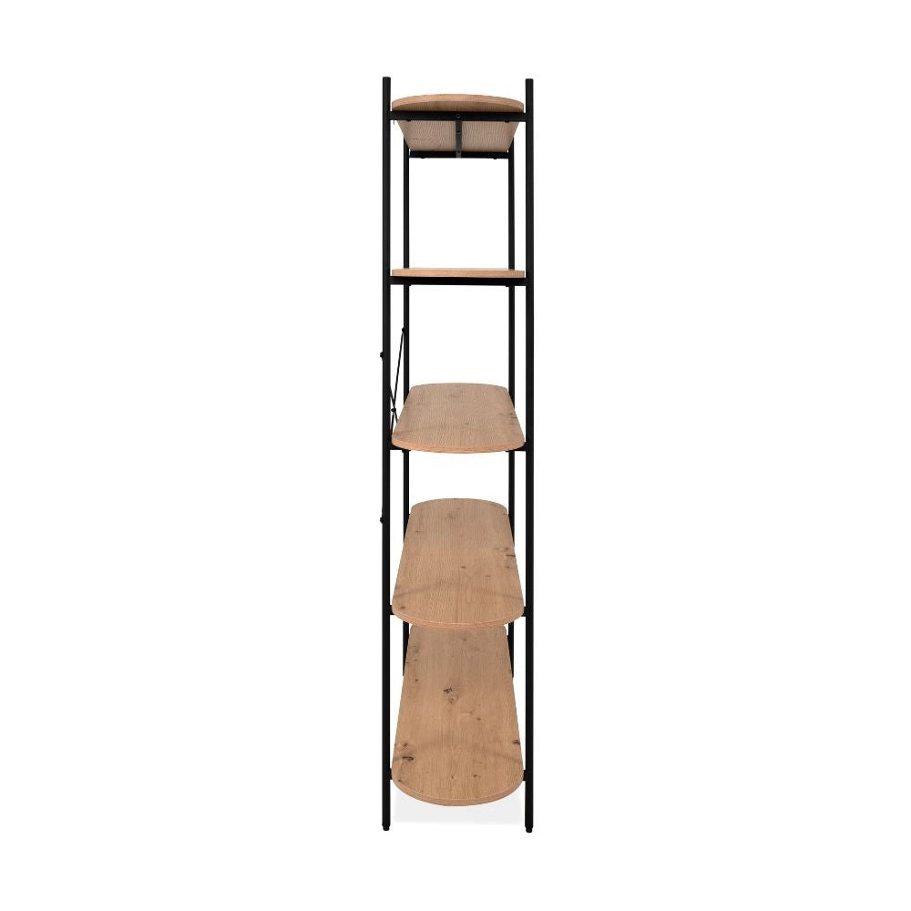 Libreria Hanoi20B con 5 Ripiani Rovere e Struttura in Metallo Nero