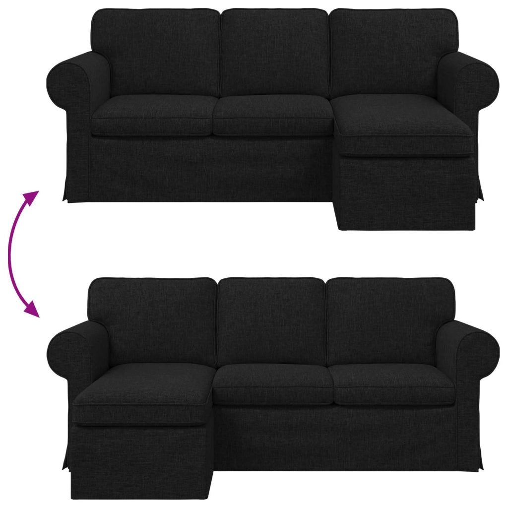 Divano Nero 195 x 138 x 80 cm Tessuto