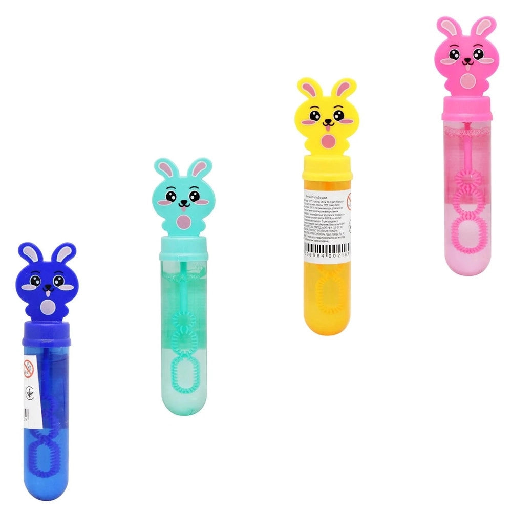 Trade Shop - Set 6 Pz Tubo Bolle Di Sapone Con Coniglietto Bacchetta Da 35 Ml Per Bambini 6560287 -