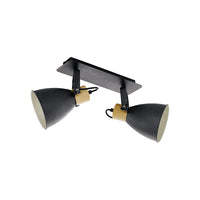 Plafoniera Industrial Coswarth 2 Luci Metallo Grigio E Marrone