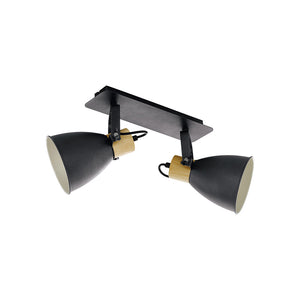 Plafoniera Industrial Coswarth 2 Luci Metallo Grigio E Marrone