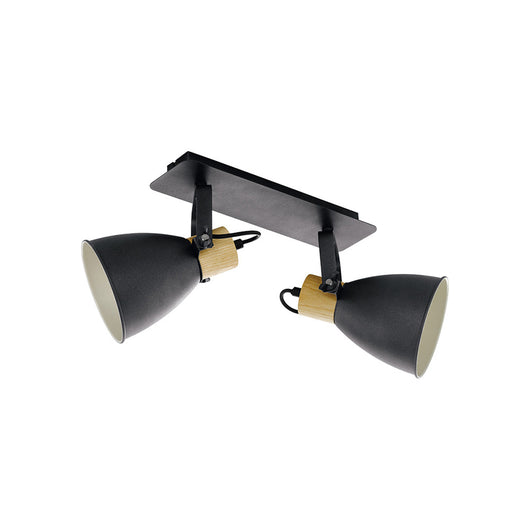 Plafoniera Industrial Coswarth 2 Luci Metallo Grigio E Marrone