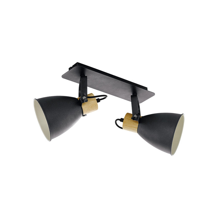 Plafoniera Industrial Coswarth 2 Luci Metallo Grigio E Marrone