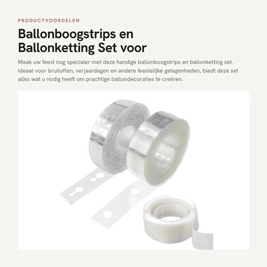 Set di supporti per palloncini 3 rotoli - Doppia/ singola rete di palloncini - Catena per palloncini - Applicatore di colla per palloncini - Set di supporti per palloncini - Adatto per feste - In materiale trasparente in plastica