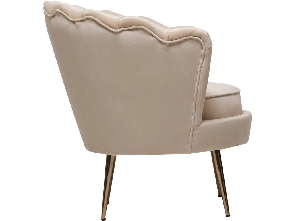 Poltrona "Floria" in velluto - 75 x 68 x 77,5 cm - Beige