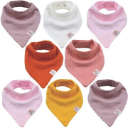 Set di 8 sciarpe mousseline a tre angoli, sciarpe di cotone unisex con chiusure a bottone a molla regolabili, sciarpe per bambini, ragazzi e ragazze