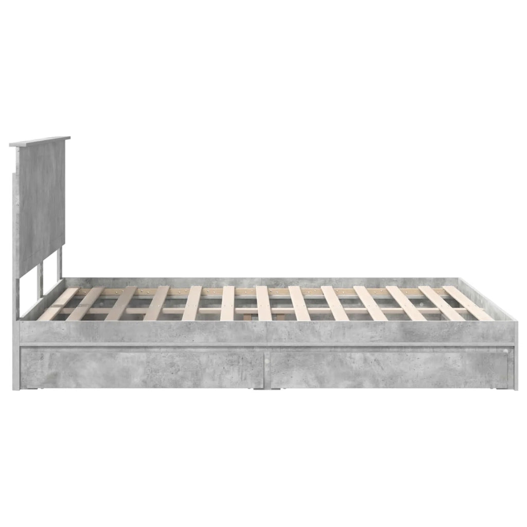 Letto con Contenitore con testiera Grigio cemento 150 x 200 cm