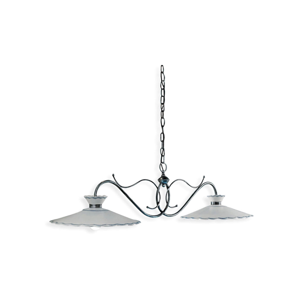 Lampadario Classico Ravenna Metallo E Ceramica Nero Sfumato Arg. 31Cm 2 Luci E27