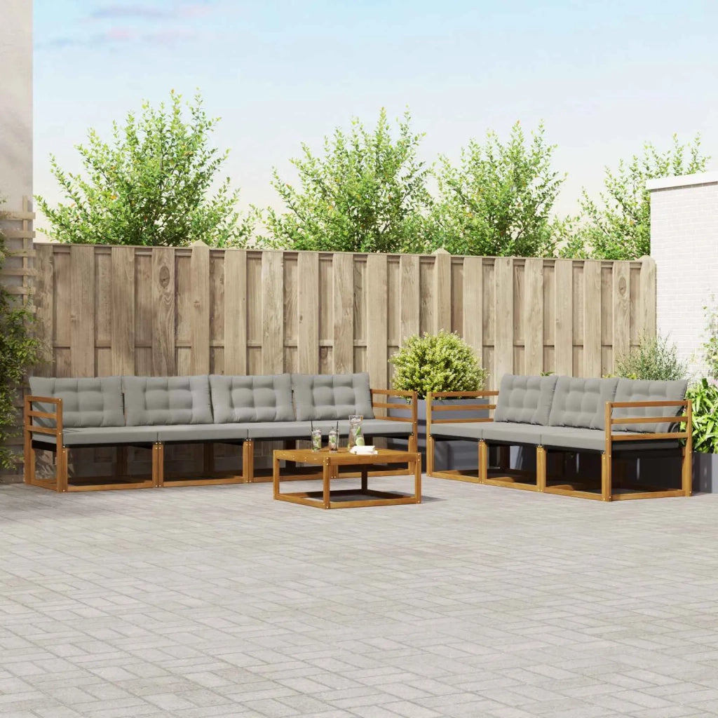 Set di divani da esterno 8 pcs Grigio Naturale e Chiaro