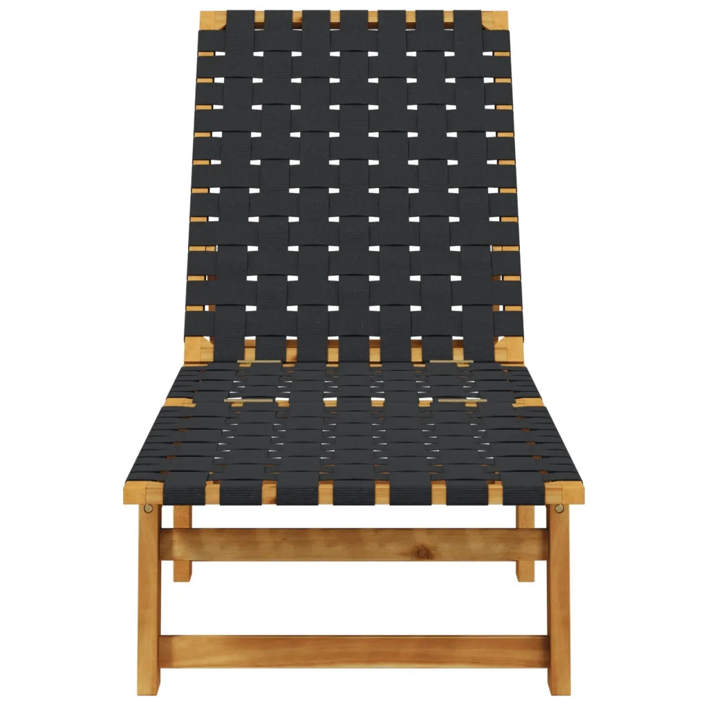 Lettini Prendisole 2pz Neri Legno Massello di Acacia e Tessuto 3214210