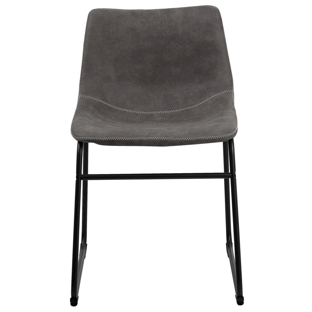 Set di 2 sedie da pranzo con rivestimento in tessuto grigio e gambe nere in stile retrò rustico