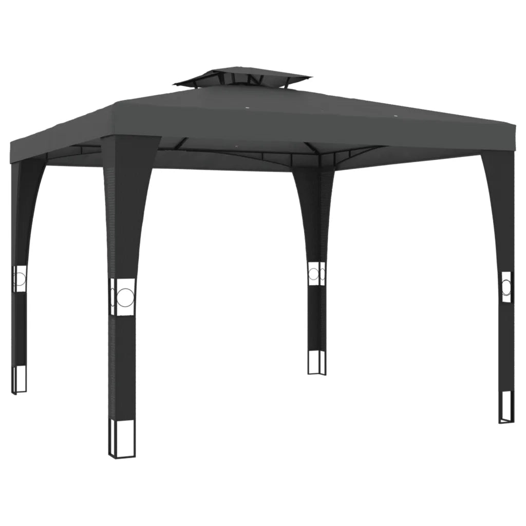 Gazebo | Pergolato con Tetto Doppio Antracite 2,98x2,98 m in Acciaio
