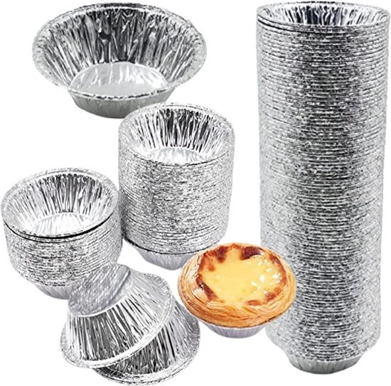 250 pezzi di carta di alluminio a forma di uovo per torta di uova - forme rotonde per tartellet, tartellet di marmellata e tartelette di dessert