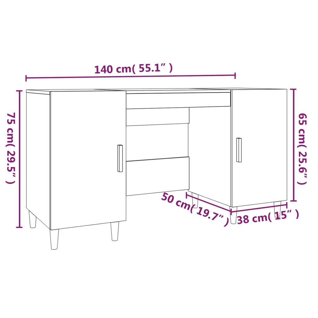 Scrivania Bianca 140x50x75 cm in Legno Multistrato cod mxl 73579
