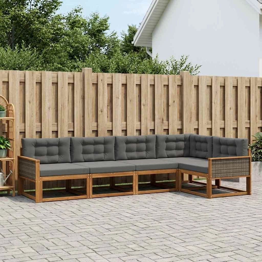 Set di divani da esterno 5 pz Naturale e Antracite 3382560