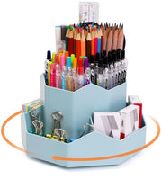 Penne da disegno rotanti - penne da disegno rotanti 360° con grande capacità, penne da disegno per bambini con 9 contenitori per scrivania, ufficio, scuola, famiglia (blu)
