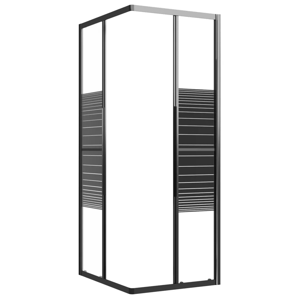 Box Doccia a Righe ESG 90x70x180 cm Nero CFW6973927