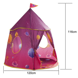 Tenda Gioco Bambini Casetta Rosa Castello in Tessuto 120x116 cm Interno ed Esterno