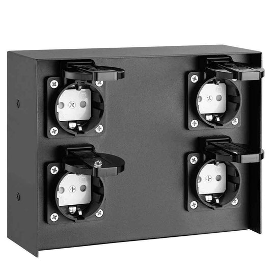 Colonna Elettrica da Giardino Palo 4 Prese Impermeabili Protezione Bambini Nero