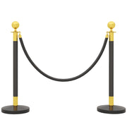 Colonnine Segnapercorso con Corda Vellutata Base Riempibile in Acciaio Inox Ø32x96 cm Nero e Oro