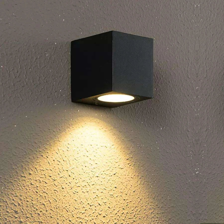 Applique da esterno ip65 lampada faretto a parete giardino moderno gu10 Cubo nero