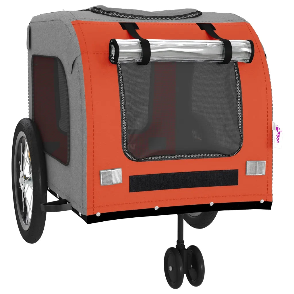 Rimorchio da Bici per Animali Arancione e Grigio Oxford e Ferro 93851