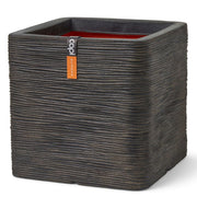 Vaso Nature Rib Quadrato 40x40x40 cm Marrone Scuro