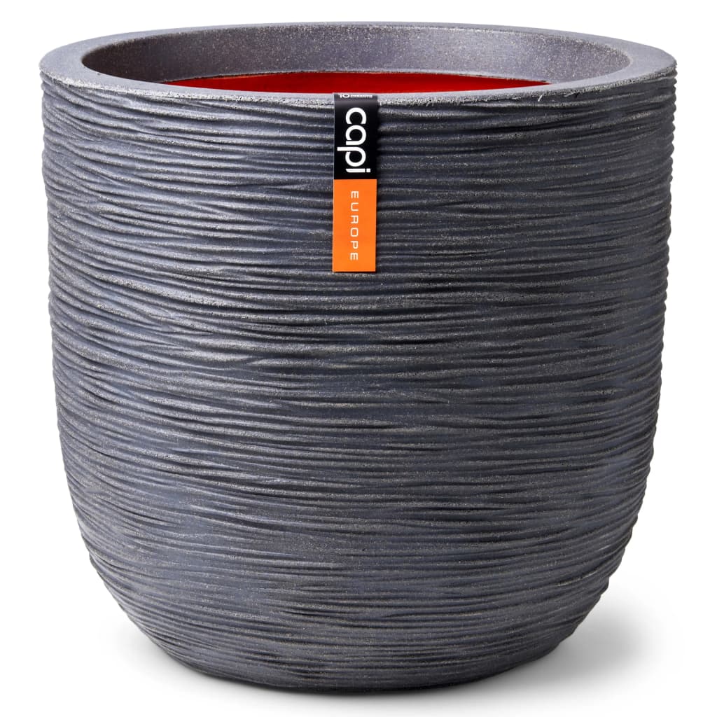 Vaso Nature Rib Rotondo 43x41 cm Grigio Scuro
